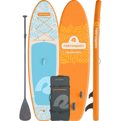 Retrospec Weekender Inflatable Stand Up Paddle Board Includes Paddle, Pump, Travel Bag and Accessories 10’6” Lightweight Inflatable SUP, Puncture Resistant Inflatable Paddle Board for Adults