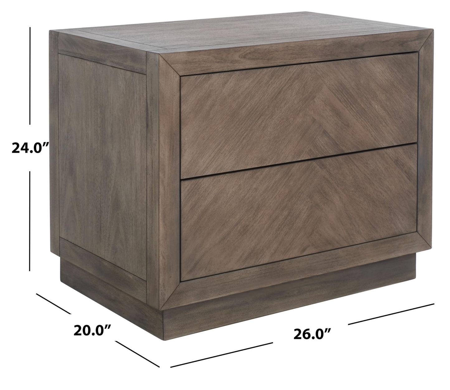 SAFAVIEH Couture Home Collection Steve Light Brown 2-Drawer Wood Nightstand Table (Fully Assembled)
