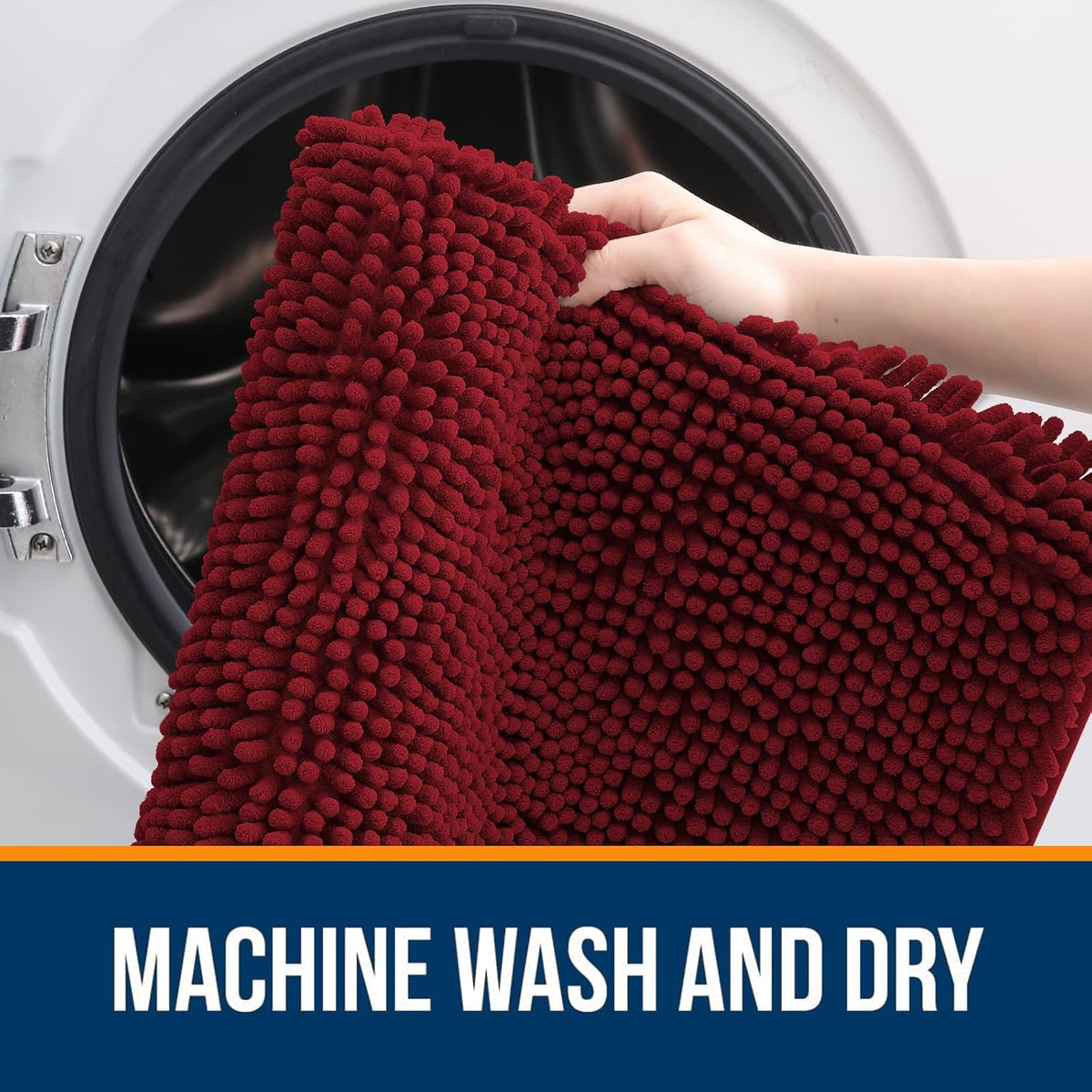 OLANLY Bathroom Rugs - Extra Soft Absorbent Chenille Bath Mats | 36x24, Quick Dry, Machine Washable, Red