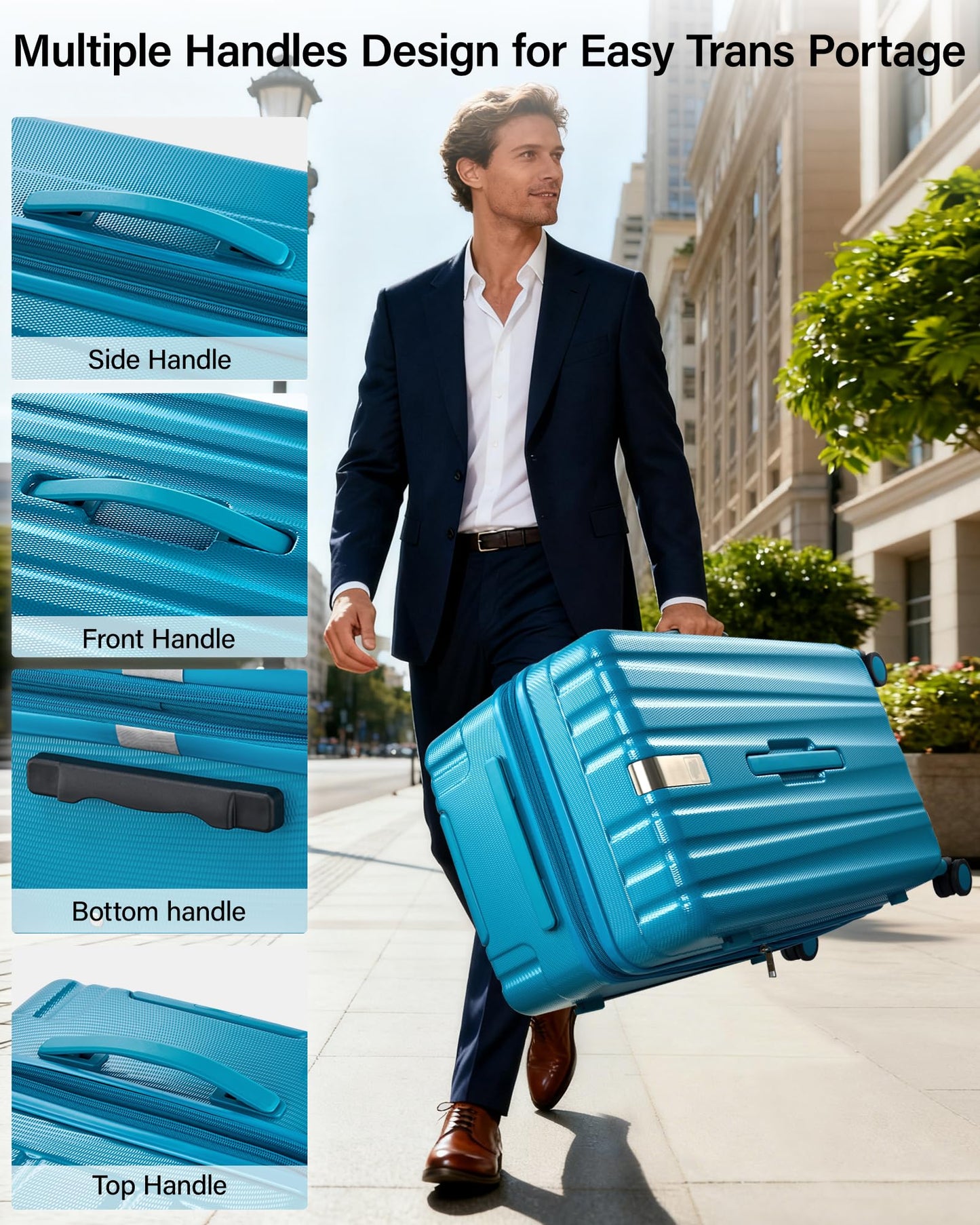 Hanke 29 Inch Plus Expandable Luggage Large Suitcases with Wheels,Checked Luggage Hard Shell Suitcases, PC Trunk Luggage Extra Large Suitcase with Lock for Women Men(Caribbean Blue)