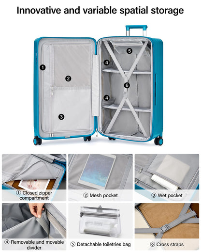 Hanke 29 Inch Plus Expandable Luggage Large Suitcases with Wheels,Checked Luggage Hard Shell Suitcases, PC Trunk Luggage Extra Large Suitcase with Lock for Women Men(Caribbean Blue)