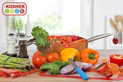 Kitchen Knife 3-Piece Set - 4.5 inches, Steak and Vegetable Knife, Razor Sharp Curved Tip, Color Coded Tools