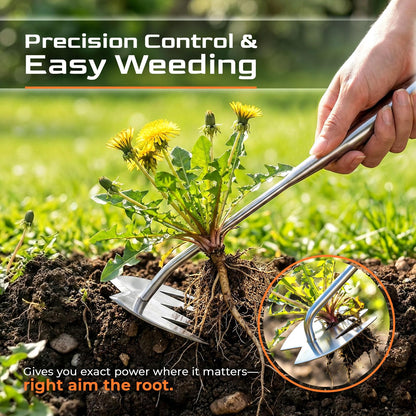 LOOHOI Weed Puller Tool, Heavy-Duty Stainless Steel Weeding Tool with Extendable Handle, Portable Garden Weed Removal Tool for Vegetable Gardening Backyard Farm Planting & Weeding