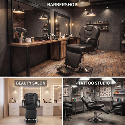 Artist hand Barber Chair, Reclining Salon Chairs for Hair Stylist, Heavy Duty Hydraulic Chair with Headrest and Footrest, 360 Degree Swivel with Lock, Spa Beauty Equipment, Black