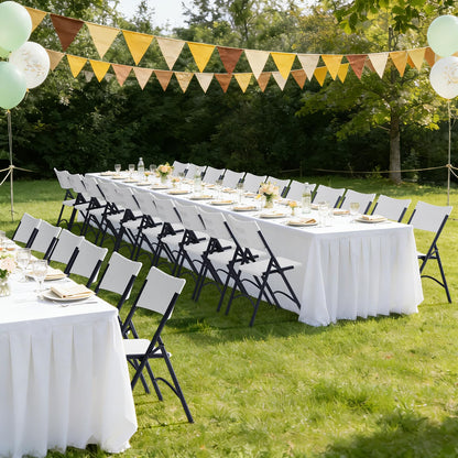 MAKE CHANGES Folding Chair 12 Pack, Portable Commercial Heavy Duty Plastic Folding Chairs with Steel Frame for Indoor, Outdoor, Office, Meeting, Wedding, Patio, Picnic, 400lbs Capacity(White)