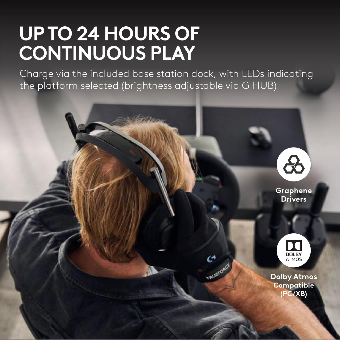 Logitech G Astro A50 X Multi-Platform Wireless Gaming Headset + Base Station for PS5/Xbox/PC: PLAYSYNC Video & Audio Switcher, HDMI 2.1 4K 120Hz VRR, <24bit/48kHz, 24hr Battery, 2.4GHz & BT - Black