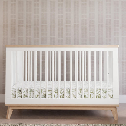 Babyletto Scoot 3-in-1 Baby Crib Convertible to Wooden Toddler Bed, Daybed - GREENGUARD Gold Certified - Easy Assembly, Made of 100% Solid Wood - Includes Toddler Conversion Kit - White/Washed Natural