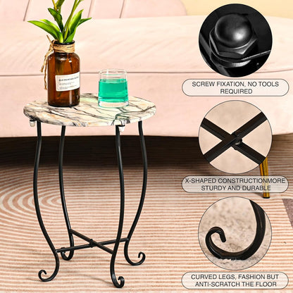 Aonagi 14" Patio Side Table, Versatile Round Side Table for Balcony Yard Porch Bedside Rocking Chair and Pool Chair