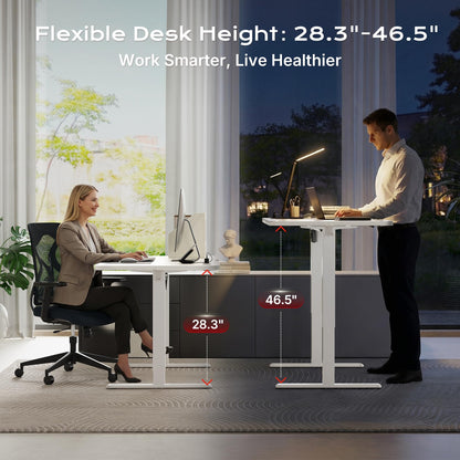 Huuger 71 X 30 Inch Electric Standing Desk with Power Outlets and USB-C Port, Height Adjustable Desk, Sit Stand Desk for Home Office, Computer & Gaming Desk with 4 Presets, Stable Steel Frame, White