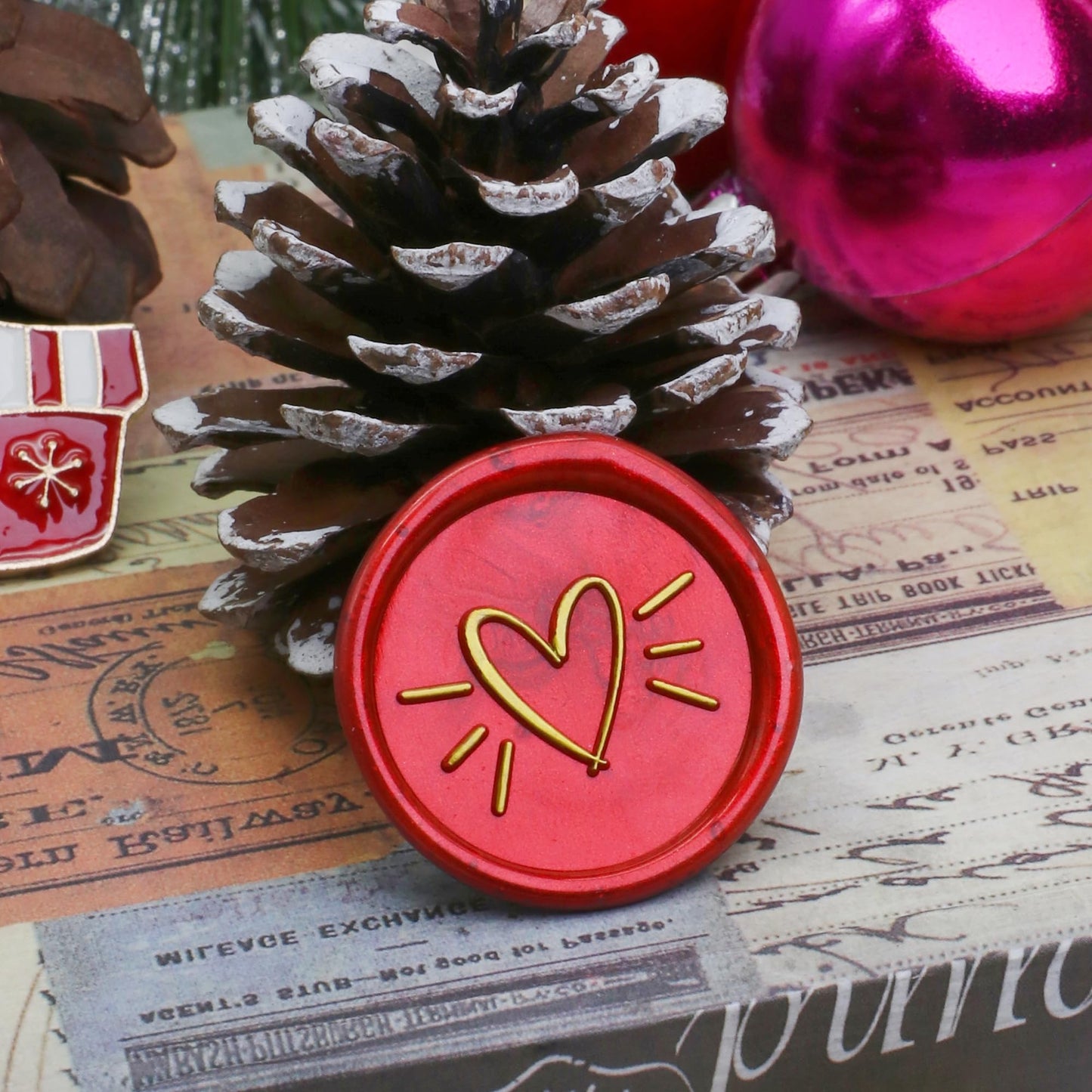SWANGSA Wax Seal Kit, Heart Stamp With 200pcs Sealing Beads, Great for Embellishment of Wedding Invitations, Wine Packages, Gift Wraps