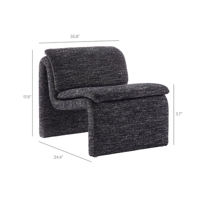 Modway Lume Curved Lounge Chair in Charcoal Boucle Fabric – Modern Upholstered Armless Accent Chair with Padded Cushion - Unique Slipper Chair for Bedroom or Living Room
