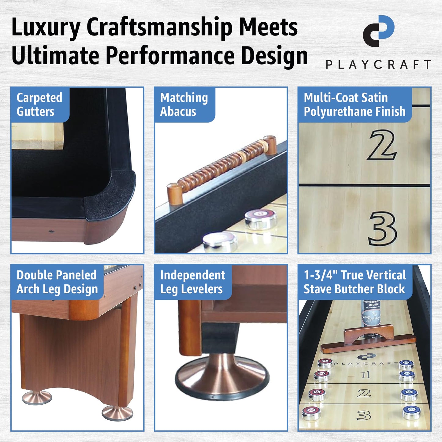 Playcraft Woodbridge Shuffleboard Table with Storage Cabinet - Shuffle Board Game Table Set with Matching Abacus, 8 Pucks, Brush & Wax (Made in USA) - Pro Style Climate Adjusters - Cherry - 16ft