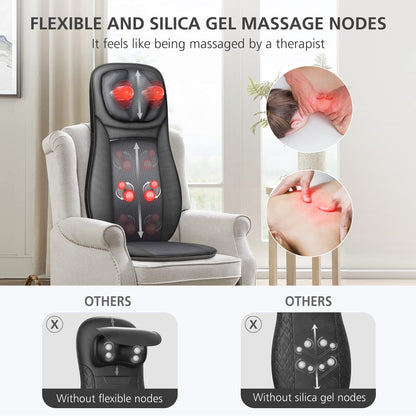 Snailax Shiatsu Neck Back Massager with Heat, Massage Chair Pad with Compression, Height-Adjustable Neck Massage Rollers Chair Seat Massager, Gifts for Men, Women