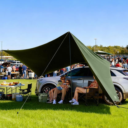 TIMBER RIDGE 19x9.8ft Retractable Car Awning with Blackout Coating, 186ft² Roof Rack Pull-Out Sun Shade Overland Camping, UPF50+ Waterproof Sun Shelter for Vehicle/Truck/Jeep/SUV/Van Green