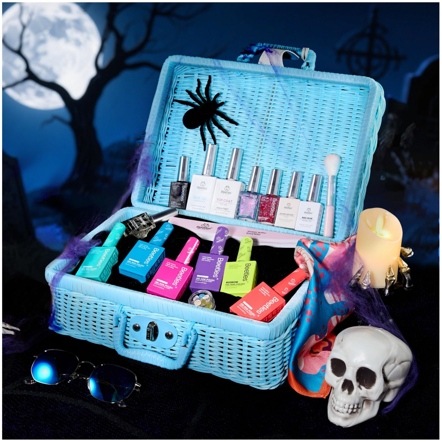 Beetles Gel Nail Polish Kit with U V Light -54 Pcs Gel Nail Kit Four Seasons Glow 32 Colors Set with Base Matte & Glossy Top Coat Soak Off Home DIY Manicure Nails Beginners Gifts for Women Teen Girls