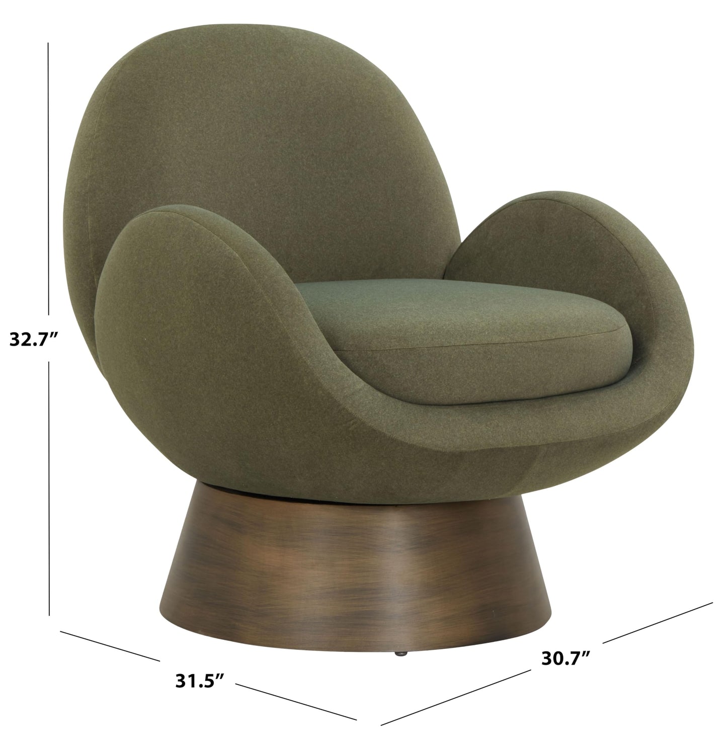 SAFAVIEH Couture Collection Paolini Olive Green & Antique Gold Metal Base Accent Chair