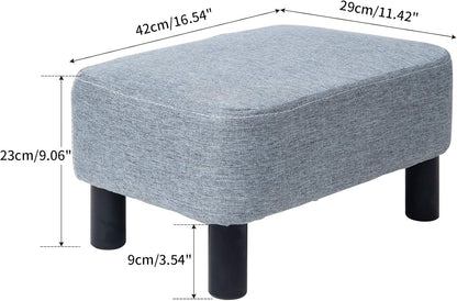 16.54" RF-BD214-D IBUYKE Small Footstool Linen Fabric Pouf Ottoman Footrest Modern Home Bedroom Rectangular Stool
