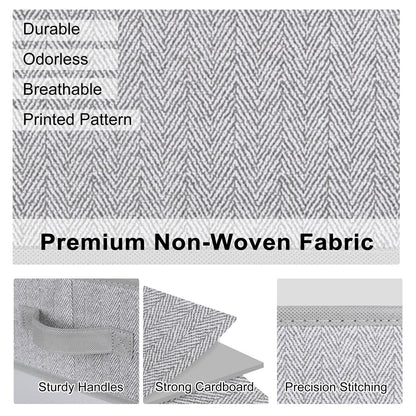 WUIKE Closet Organizers and Storage, Trapezoid Storage Bins, Fabric Closet Bins with Handles, Foldable Storage Baskets for Clothes, Purse, Blanket, Herringbone Gray, Extra Large, 3-Pack