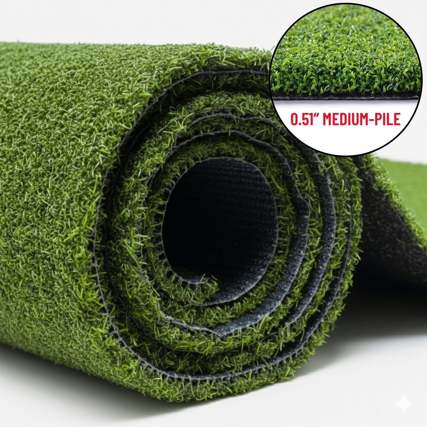 Ottomanson Artificial Grass Turf Runner 2'7" x 26', Fake Grass Rug for Gym Turf Lane, Putting Green & Sled Training, Indoor Outdoor Turf Mat with Drainage Holes, UV Resistant