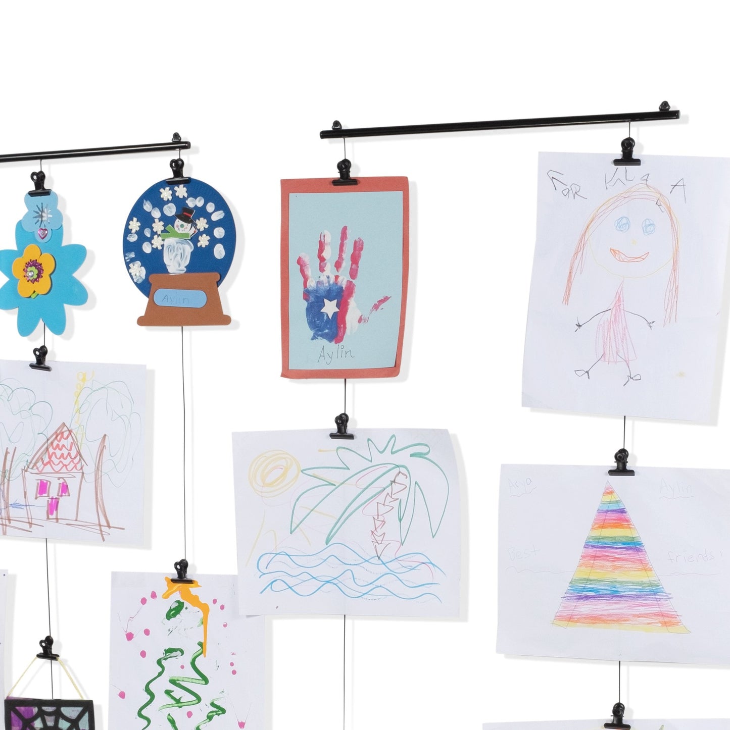 You Have Space WAJER Picture Hanging Kit with 24 Magnetic Clips for Pictures, Polaroids, Kids Crafts and Artwork, Metal Black