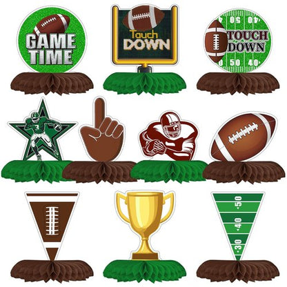 Horaldaily 10PCS Football Party Table Decoration Centerpieces, Football Game Day Honeycomb Centerpieces Table Toppers for Home Classroom School Boys Girls Baby Shower Birthday Supplies