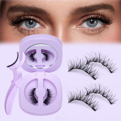 Magneitc Eyelashes with Applicator Wispy False Eyelashes No Glue Needed Natural Look Cat Eye Magnetic Lashes Easy to Use Reusable Fluffy Magnetic Eyelashes without Eyeliner 1 Pair Pack