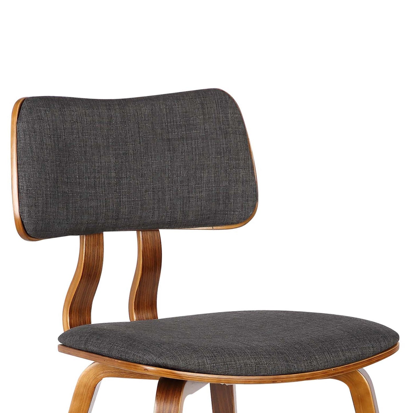 Armen Living Jaguar Mid-Century Dining Chair in Walnut Wood and Charcoal Fabric - Set of 4