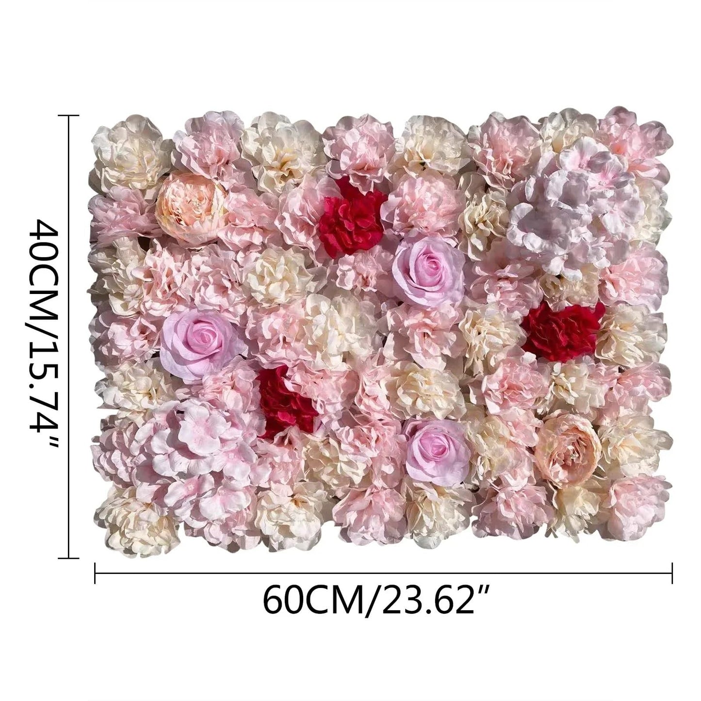 TYLPFH 20PCs Flower Wall Panel 40x60cm Artificial Flowers Backdrop Silk Fabric Wedding Garden Decoration