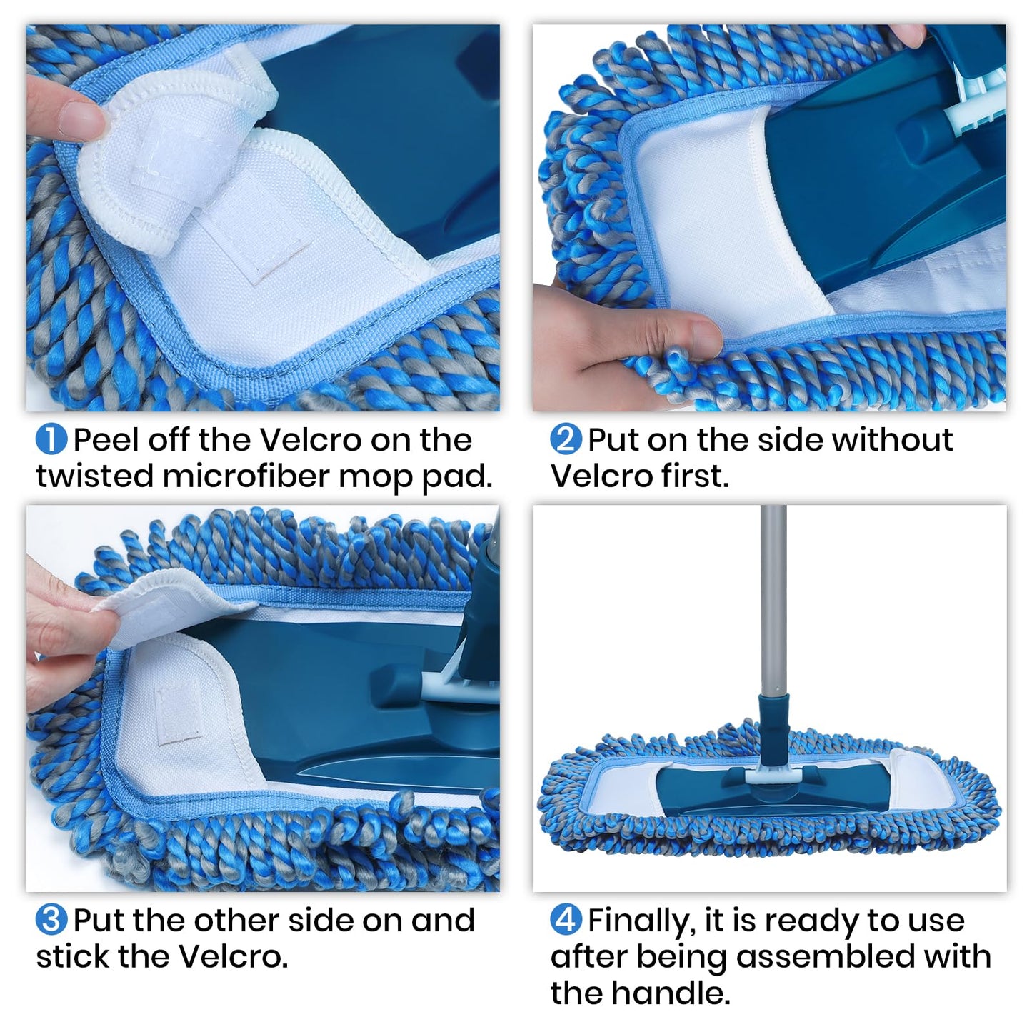 TrueYee Dust Mop for Hardwood Floors with 57" Long Handle Wet & Dry Mops for Catching Pet Hair and Dust Bunny Microfiber Dust Mops for Vinyl, Wood, Tile, Laminate Flooring