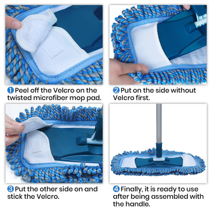 TrueYee Dust Mop for Hardwood Floors with 57" Long Handle Wet & Dry Mops for Catching Pet Hair and Dust Bunny Microfiber Dust Mops for Vinyl, Wood, Tile, Laminate Flooring