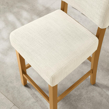 Leick Home Brax Counter Stool Set of 2, Counter Height, Solid Wood Base, Upholstered Foam Cushion, Easy Assembly, Natural White Sand, 17.75 in L x 19 in D x 40 in H, Item 214460