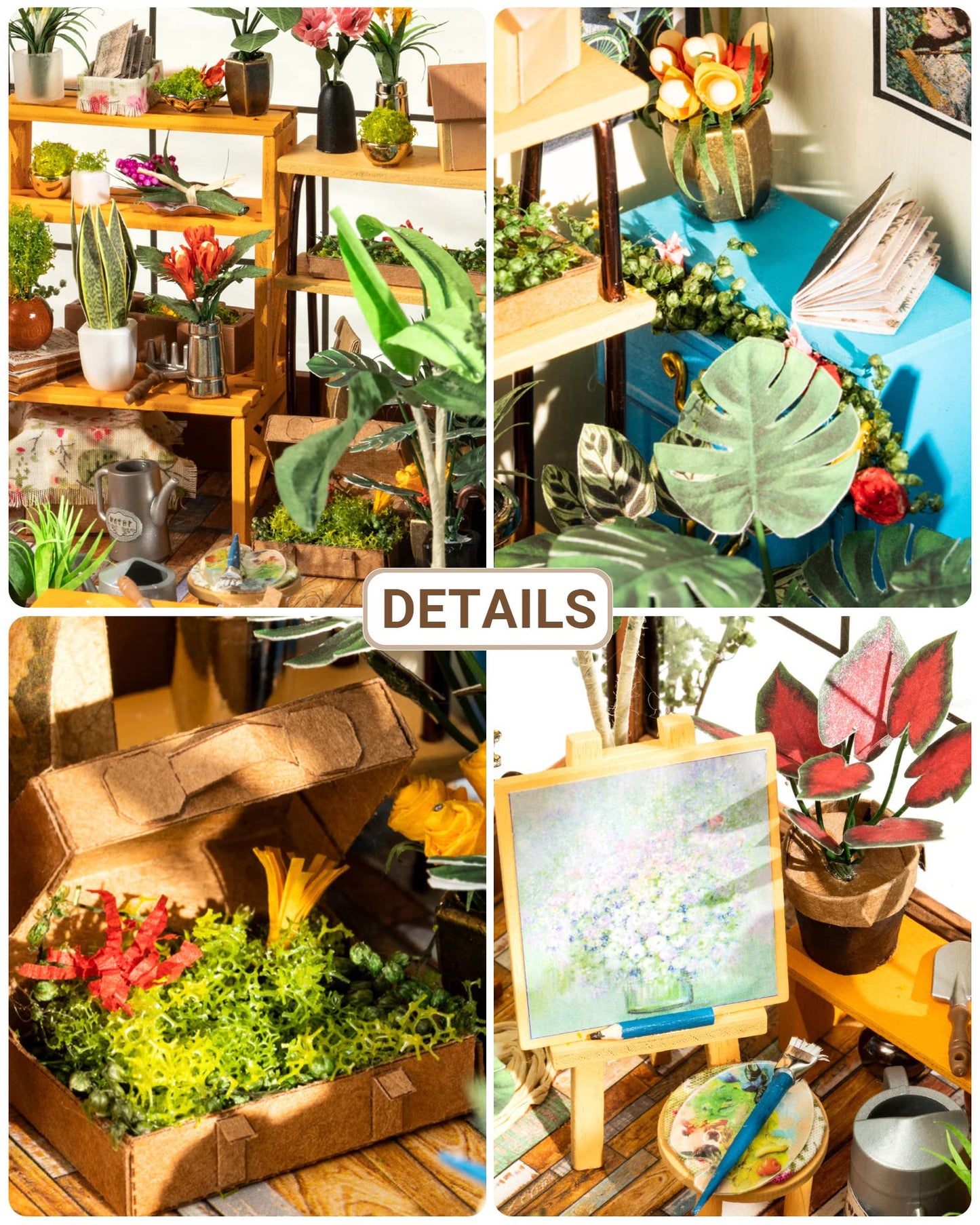 Rolife DIY Miniature House Kit, Cathy's Greenhouse Miniature Dollhouse Tiny/Mini House Making Kit with Furniture for Adults Home Decorations, Diorama Kit Gifts for Family and Friends