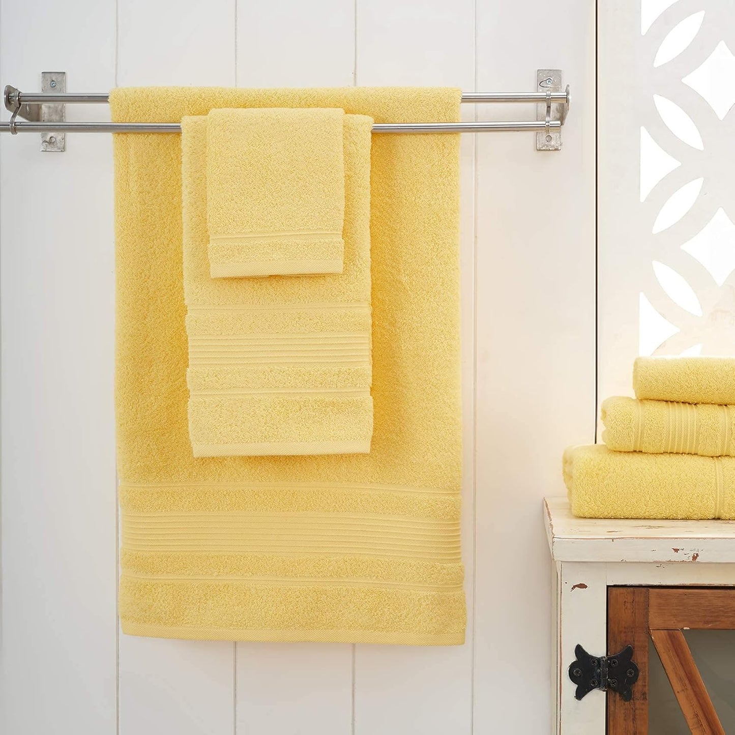 4-Piece Set, 100% Set 4 Qute Home Washcloths Towels Turkish Cotton Premium Quality Towels for Bathroom, Quick Dry Soft
