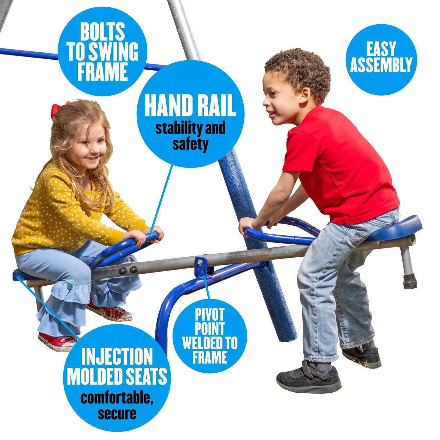 Free N Swing - 7 User / 5 Station Swing Set, Outdoor for Kids with 5' Slide. Easy Assembly Playground Set with Galvanized Metal Frame for Backyards, 168" L x 91" W x 74" H, by XDP Recreation