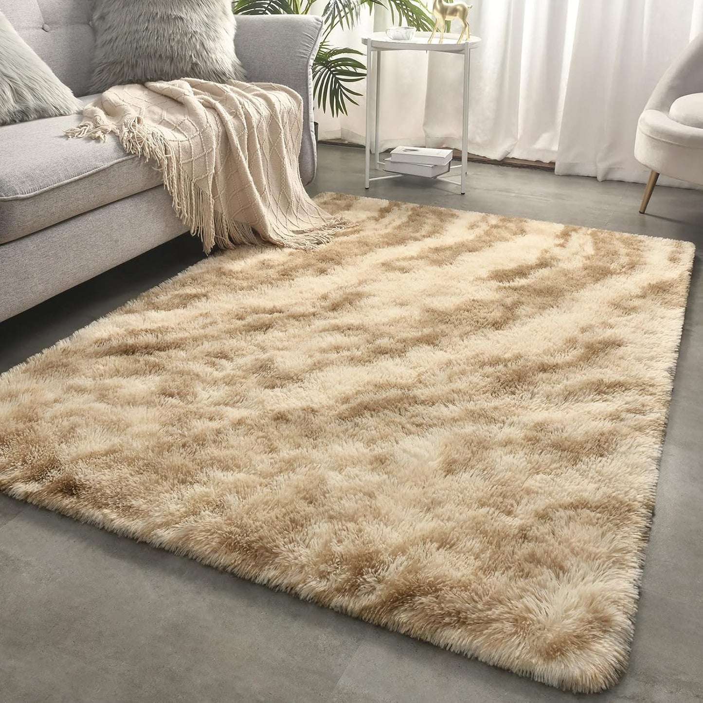 4x6 Merelax Area Rugs for Living Room Bedroom, Machine Washable Feet Soft Fluffy Shaggy Bedside Rug, Indoor Floor