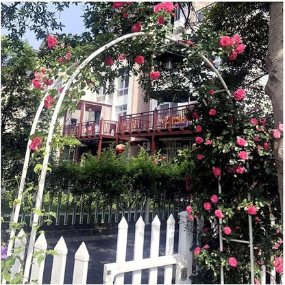 Metal Garden Arch for Climbing Plants and Rose Trees Large Outdoor Wedding Arch Stand with Party Decorations (Black W1.4M*H2.3meters)
