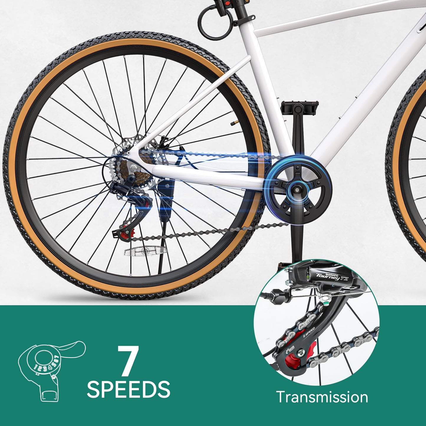 YITAHOME 28 Inch Road Bikes, Lightweight Aluminum Bicycles for Men Women Adults, 700C Bicycle with Dual Disc Brake, 7 Speed Commuter Bike with Cup Holder