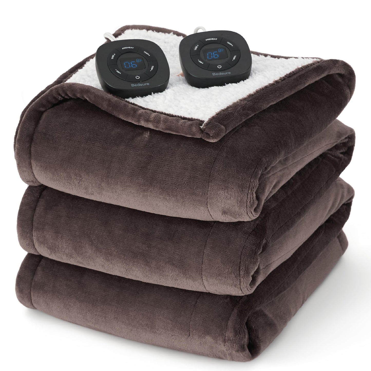 Bedsure Electric Blanket King Size - Dual Control Heated Blanket King Size, Fast Heating with 10 Time Settings & 10 Heat Settings, Warm Gift for Grandma (100x90 inches, Grey)