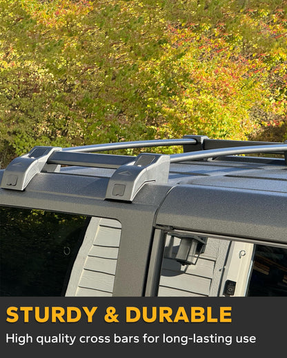 Broaddict Half Short Roof Rack Cross Bars Fit for 2021-2025 2026 Ford Bronco 4-Door Hard Top, Aluminum Side Rail Luggage Carrier, for Kayak, Bike, Snowboard Low Profile Bronco Storage Accessories
