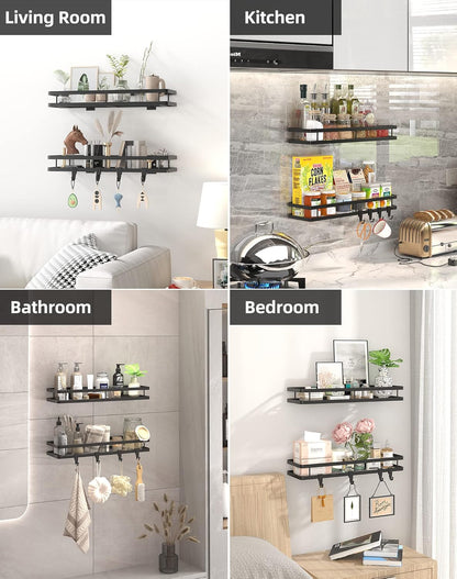 15.7in 2Pack 4 Spice Rack Organizer Wall Mount - [Upgraded Version] Hanging Seasoning Organizer Shelf with Paper Towel