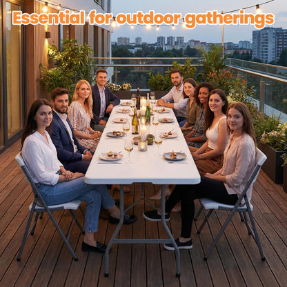 EDWINENE Bulk 6 Foot Foldable Table 10 Pack Heavy Duty Plastic Utility Table with Carrying Handle for Event Rental, Catering Business, Outdoor & Indoor Commercial Use