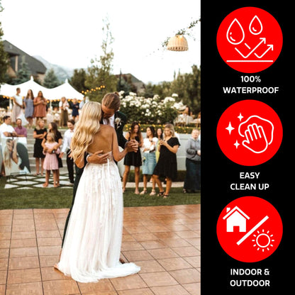 Big Floors Portable Dance Floor, Interlocking Dance Floor Tiles Kit, Lightweight Plastic Modular (8' X 8'), Dark Maple Finish, 96 Piece (64 Sq Ft)