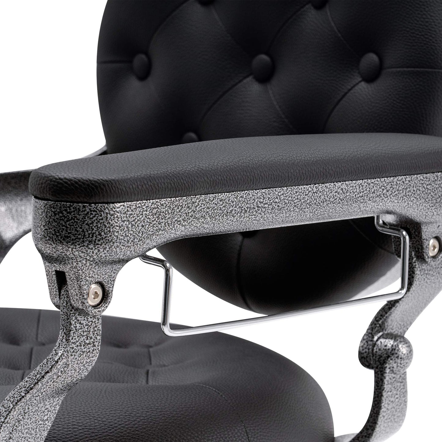 BarberPub Vintage Barber Chair Heavy Duty Metal Frame All Purpose Hydraulic Recline Salon Beauty Spa Equipment 2947 (Black with Grey Frame)