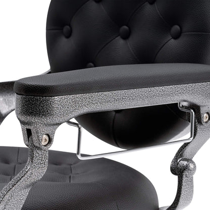BarberPub Vintage Barber Chair Heavy Duty Metal Frame All Purpose Hydraulic Recline Salon Beauty Spa Equipment 2947 (Black with Grey Frame)