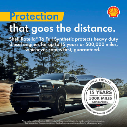 Shell Rotella T6 Full Synthetic 15W-40 Diesel Engine Oil, 1 Gallon