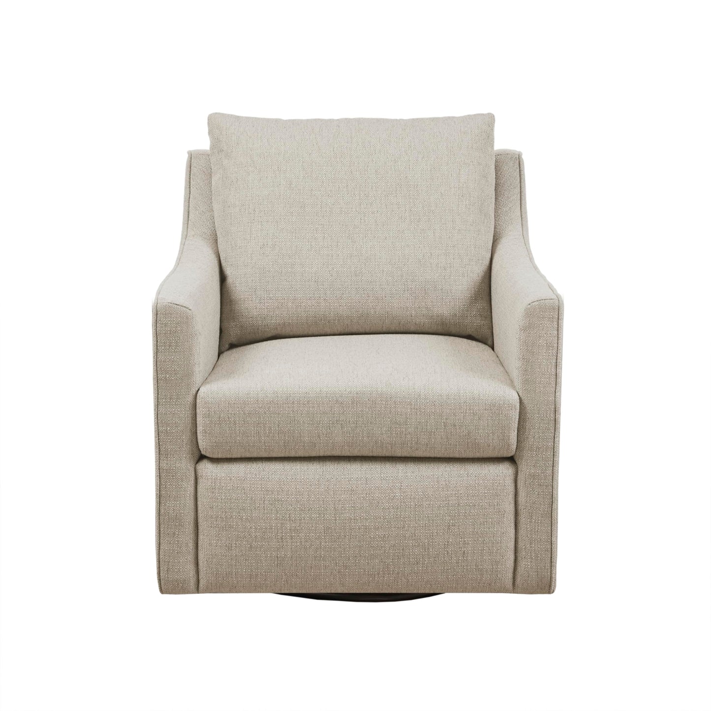 Martha Stewart Amber Swivel Chair for Living Room Barrel Style Bedroom Lounge Removable Foam Seat Cushion Upholstered, Nursery Furniture, Metal Base, Fully Assembled, 30.5" D x 30" W x 35" H, Natural