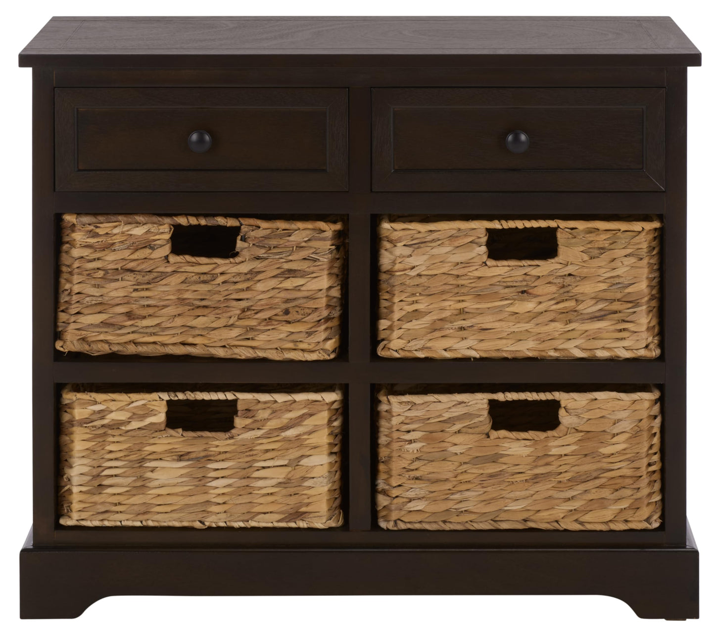SAFAVIEH Furniture - Herman 2-Drawer Storage Unit - Dark Chocolate - Solid Wood - Classic Storage Design - Ideal for Living Room, Entryway, 29" W x 13" D x 27.5" H - Fully Assembled (AMH5702H)