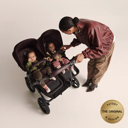 Bugaboo Donkey 6 Sibling Seat – Complete Second Seat Kit for Side-by-Side Double Stroller Conversion, Reversible & Reclining Toddler Seat with Sun Canopy – Moon Grey
