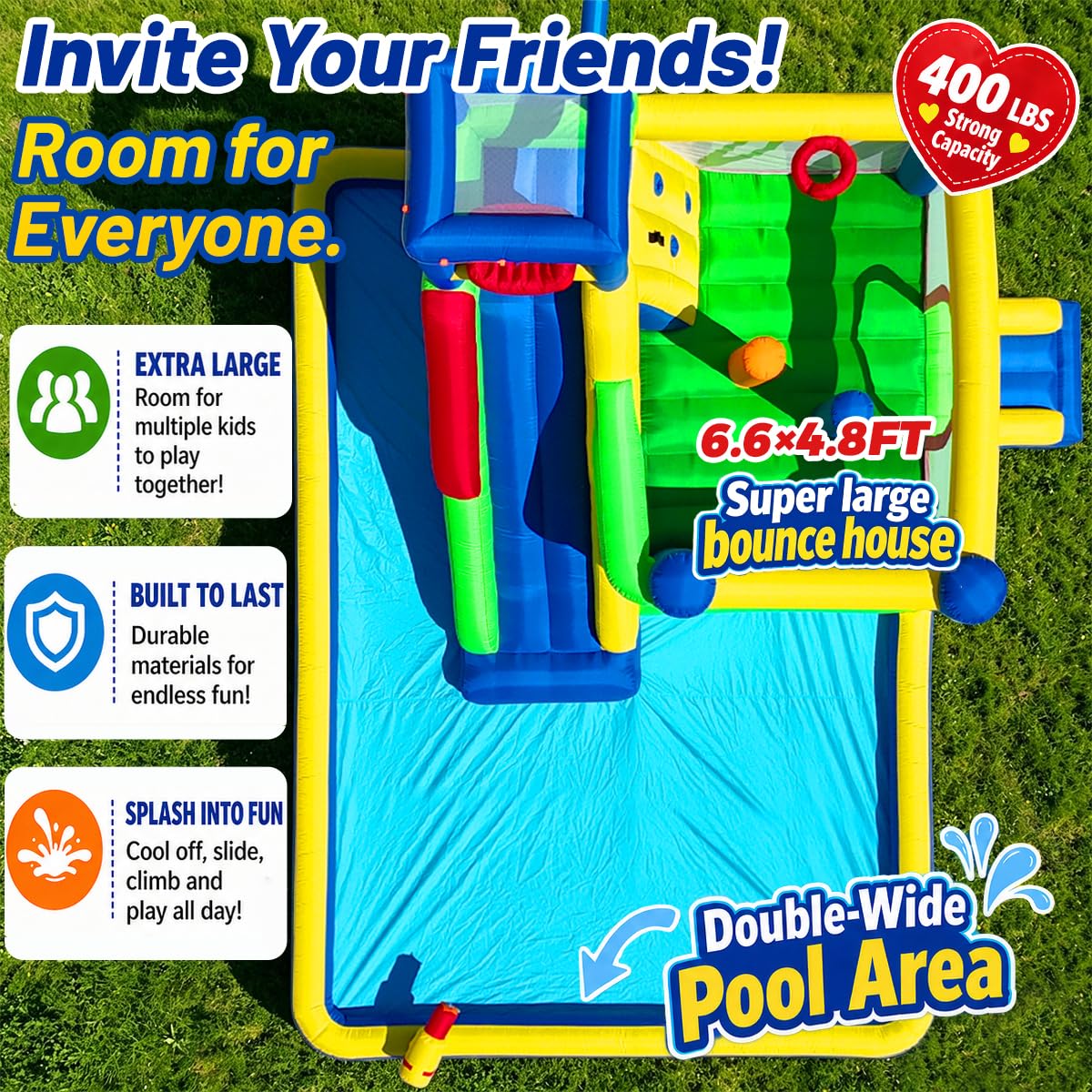 Umbalir 14.3x13.5FT Giant Inflatable Water Slide & Bounce House, 10-in-1 Water Park with Big Splash Pool, Long Slide, Secret Tunnel & Crawl-Through, Kids Backyard Bouncy Castle, Blower Included