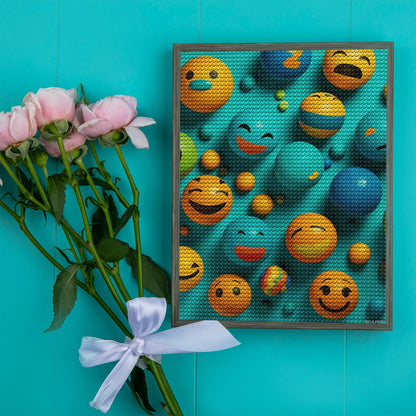 RGAJWIC Smiley Face Diamond Painting Kits 12"x16" Cute Gem Art Painting Full Drill Diamond Dots Paintings for Beginners DIY Diamonds Pictures for Adults Home Wall Decor